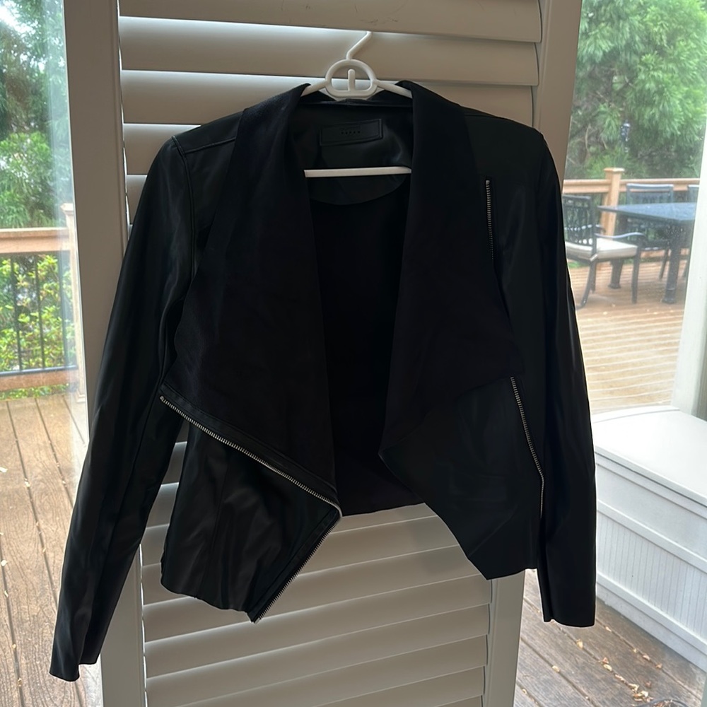 Blank NYC leather jacket cardigan top